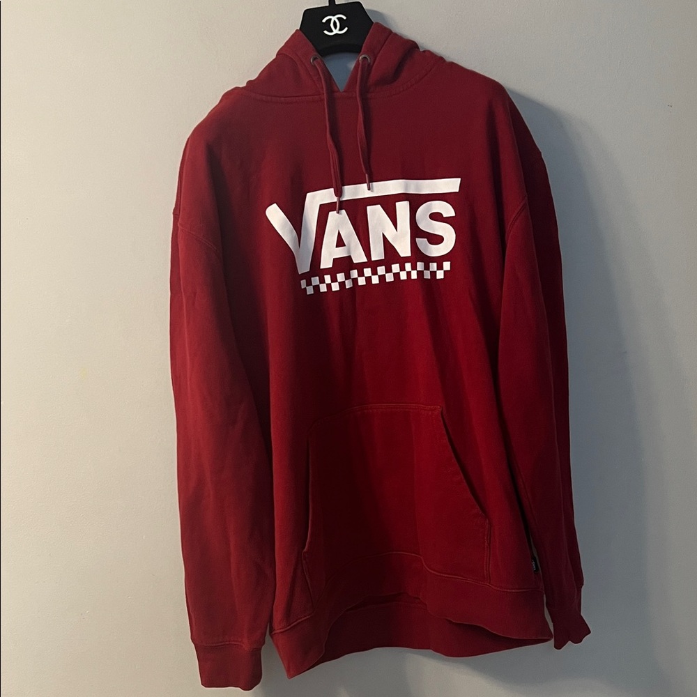 Vans Men's Red Hoodie with Logo